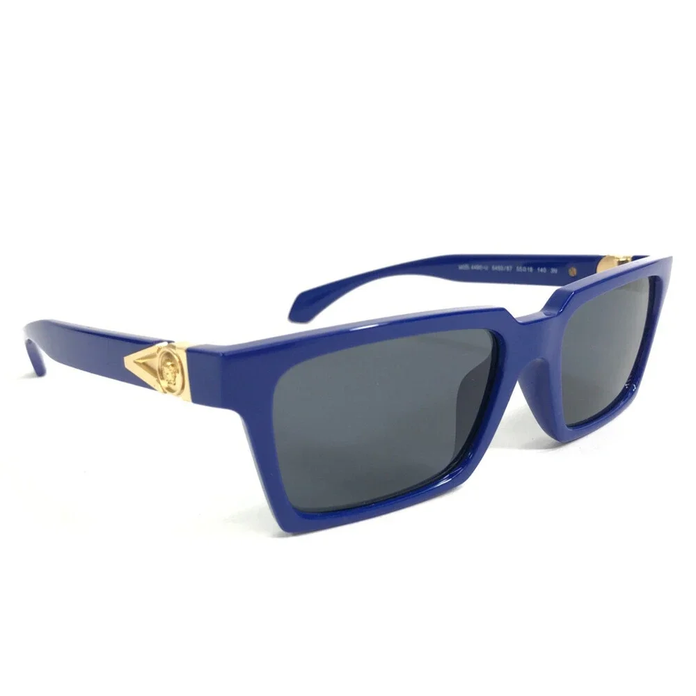 Versace Sunglasses MOD.4490-U 5450/87 Blue Gold Rectangle Frames w/ Gray Lenses